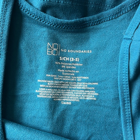 No Boundaries teal blue tank top - Picture 3 of 4